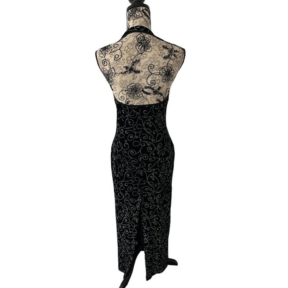 ALEXIA ADMOR Black Patterned Stretch Halter Gown Size Large - Picture 2 of 7